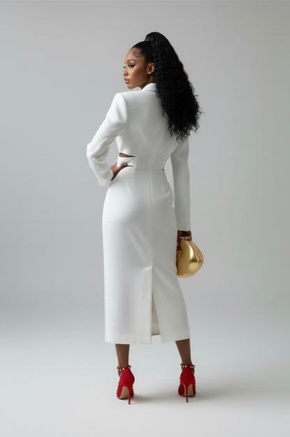 Pat Long Sleeve Tailored Midi Dress