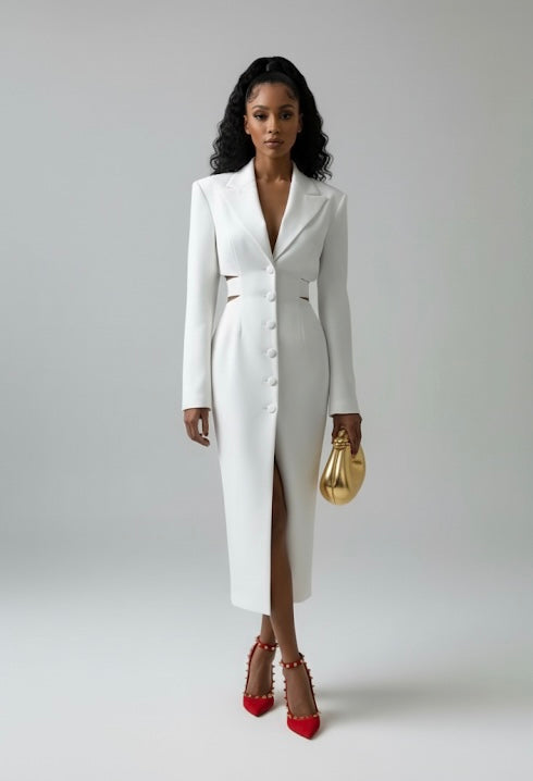 Pat Long Sleeve Tailored Midi Dress