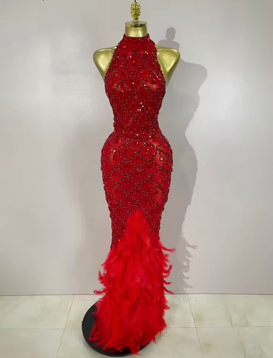 Jade Sculpted Geometric Evening Dress