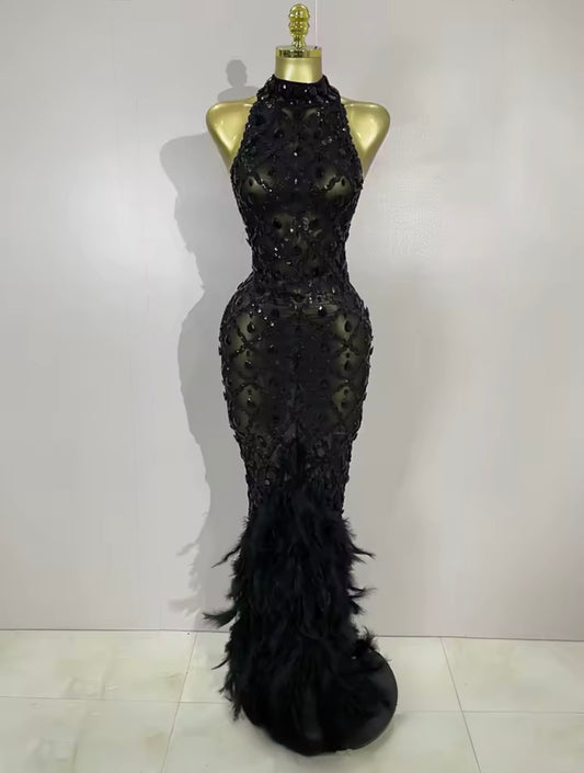 Jade Sculpted Geometric Evening Dress