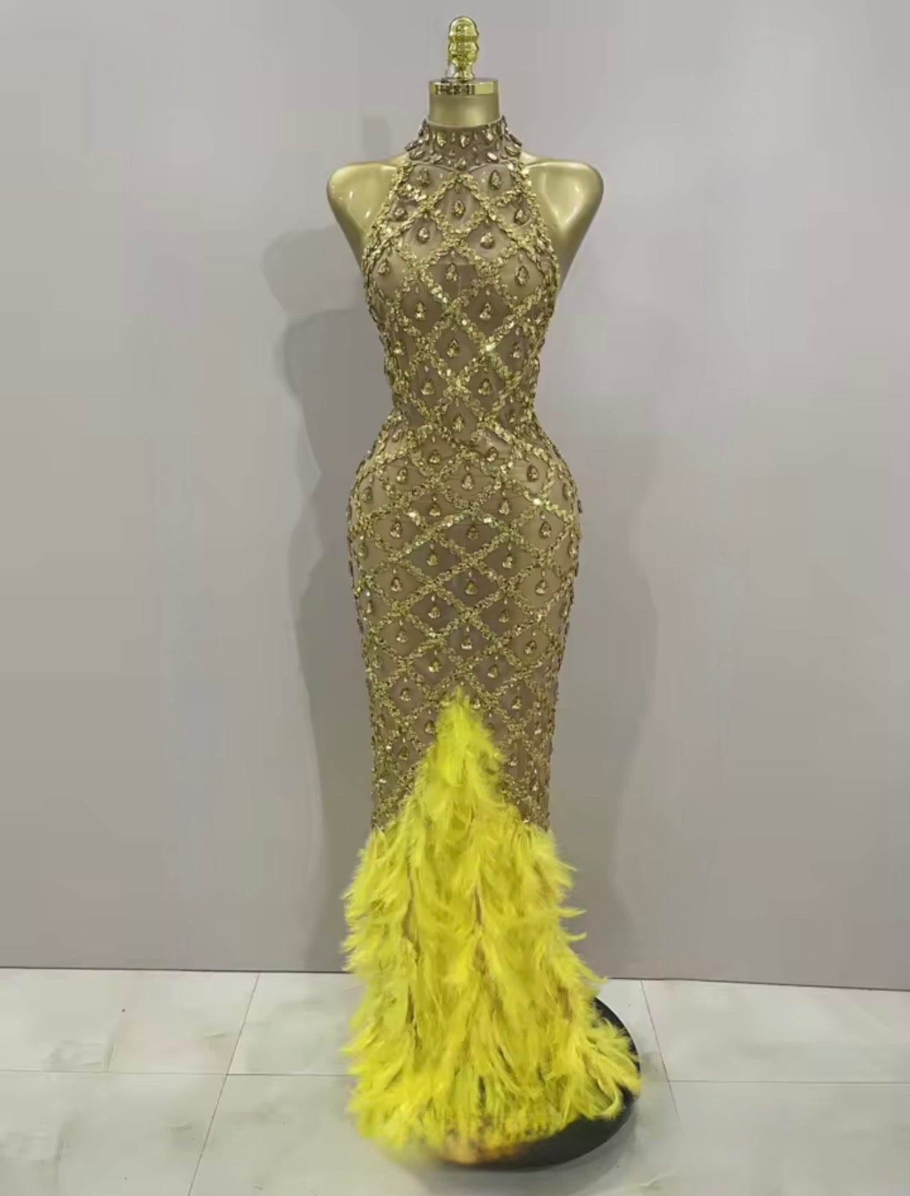 Jade Sculpted Geometric Evening Dress