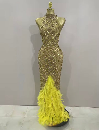 Jade Sculpted Geometric Evening Dress