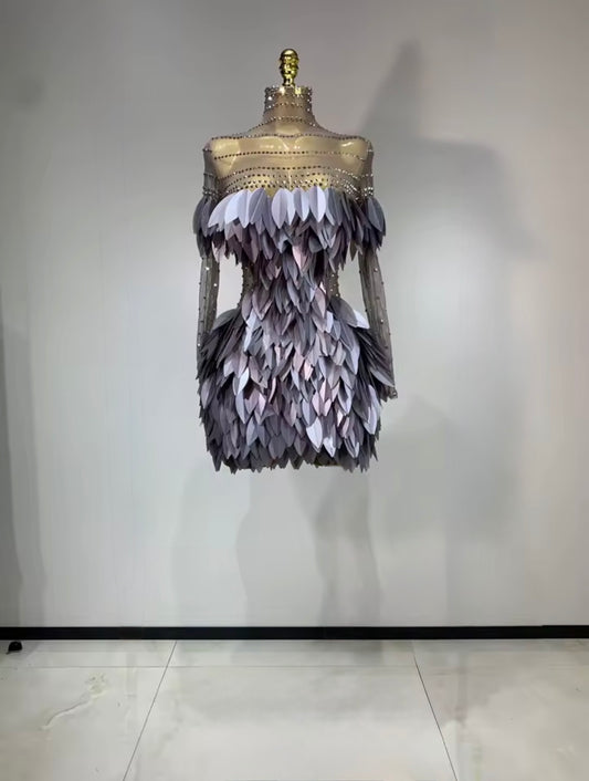 Phoenix 3D Purple Mini Dress