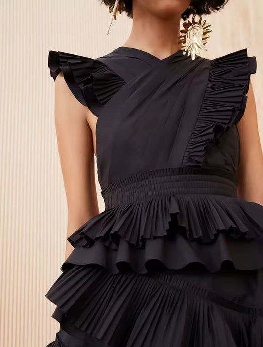 Kenza Ruffle Sleeveless Midi Dress