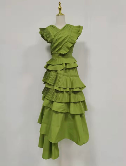 Kenza Ruffle Sleeveless Midi Dress