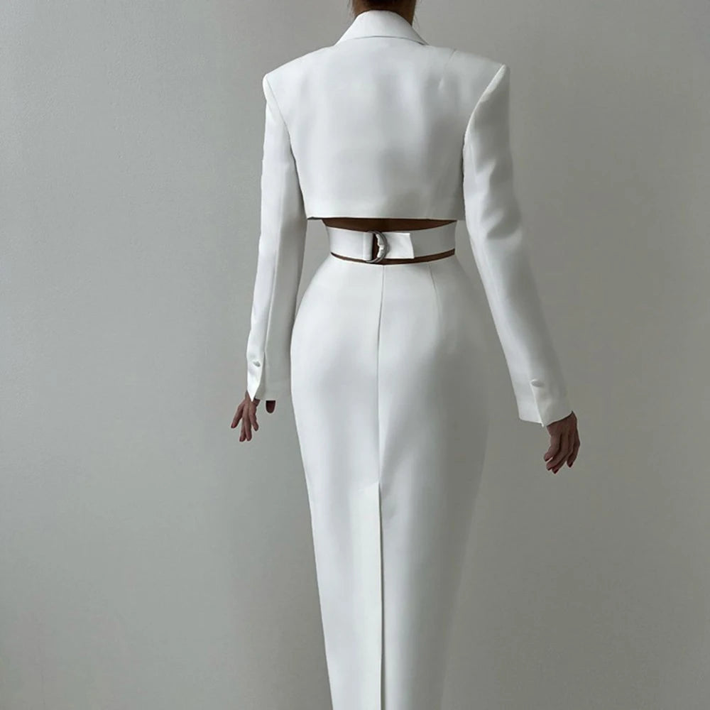 Pat Long Sleeve Tailored Midi Dress