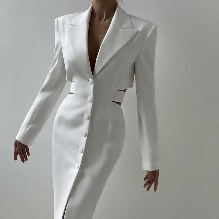 Pat Long Sleeve Tailored Midi Dress