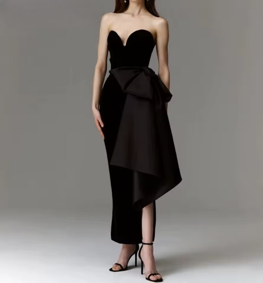 Sindy Oversized Bow Midi Evening Dress