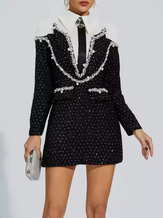 Teyana Shirt And Tie Combo Blazer Mini Dress