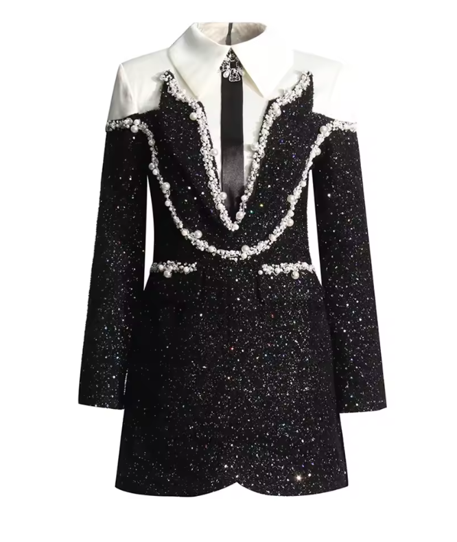 Teyana Shirt And Tie Combo Blazer Mini Dress