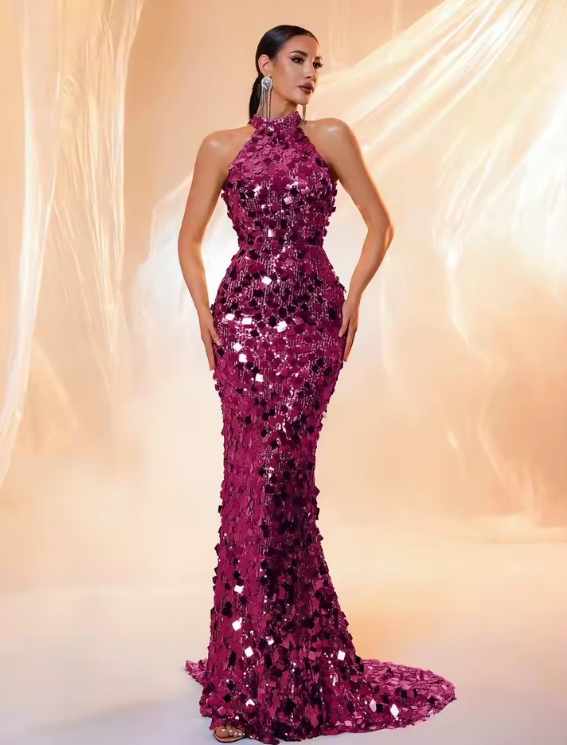 Gia Golden Sleeveless Long  Evening Dress