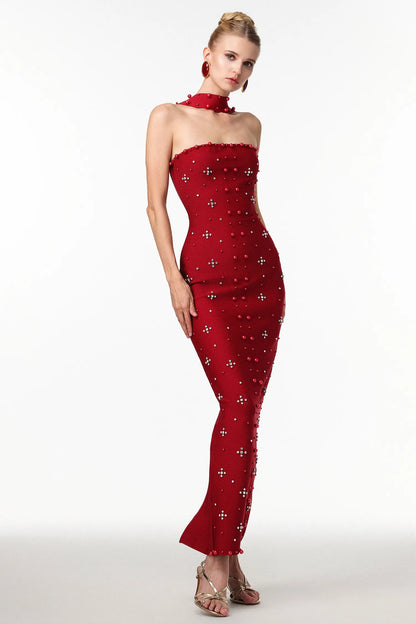 Mona Diamonte Sleeveless Long Evening Dress