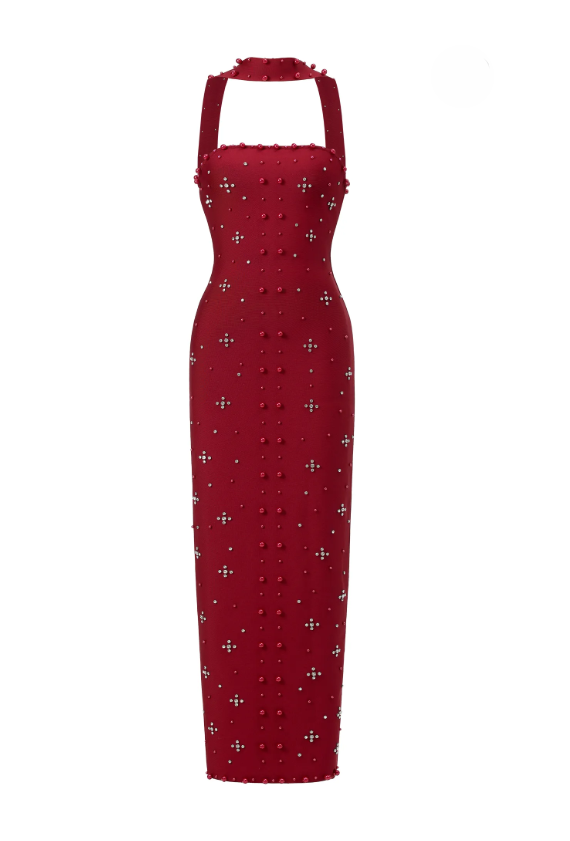 Mona Diamonte Sleeveless Long Evening Dress